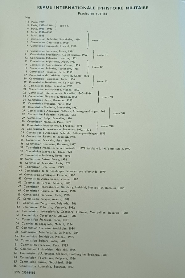 Revue Internationale D`Histoire Militarie