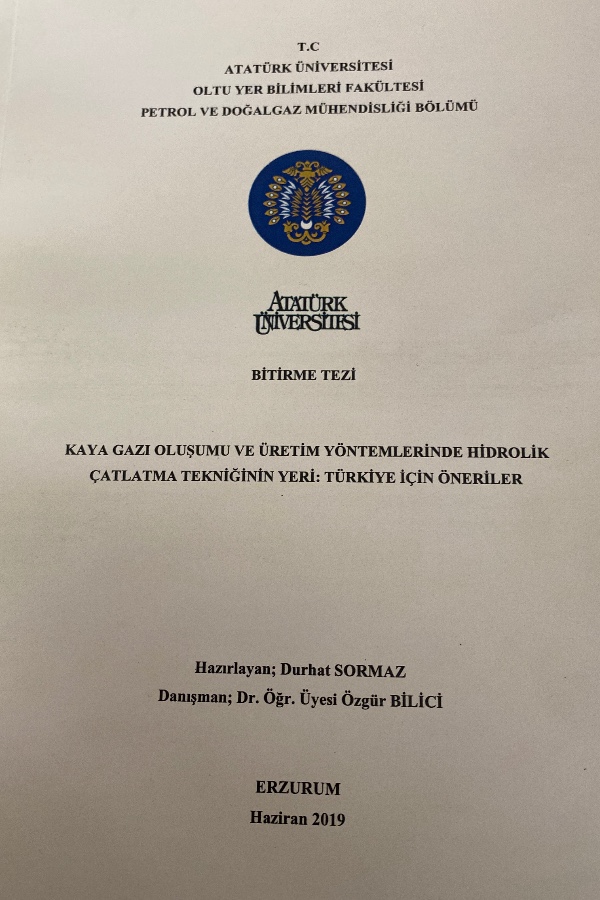Kaya gazı oluşumu ve üretim yöntemlerinde hidrolik çatlatma tekniğinin yeri