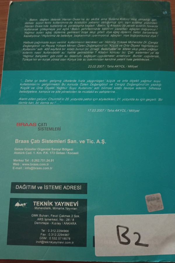 Küçük ve orta ölçekli yağmur suyu kullanımı