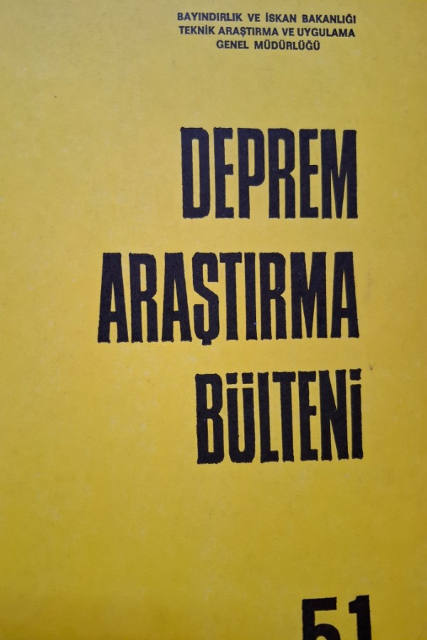 Deprem Araştırma Enstitüsü Bülteni  51