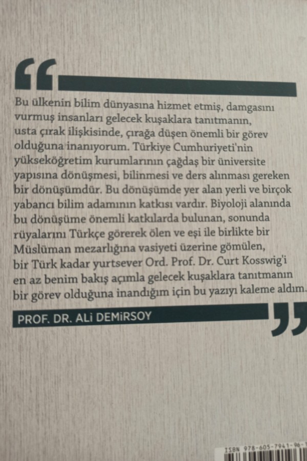 Rüyalarını Türkçe gören bir bilim adamı ord. Prof. Dr. Curt kosswig