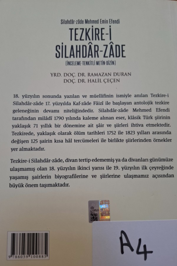 Silahlar zade Mehmet emin efendi tezkirei silahdar zade