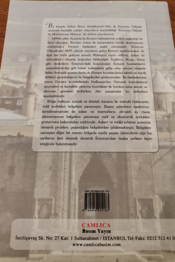 sultan ikinci abdülhamid ile erzurum vilayeti arasındaki yazışmalar