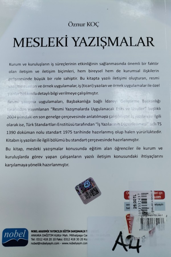 Mesleki yazışmalar