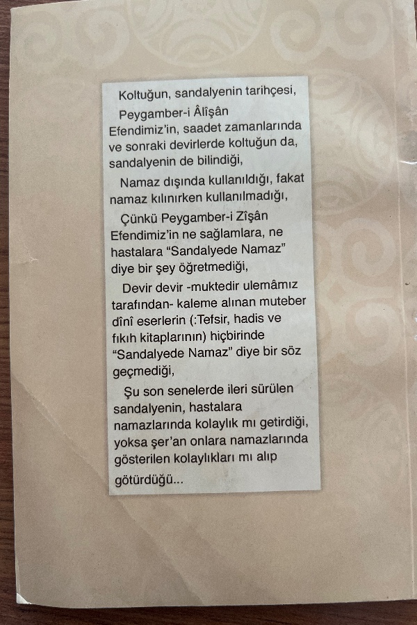 Sandalyede Namaz Meselesi