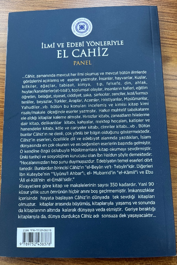 İLMÎ VE EDEBÎ YÖNLERİYLE EL CAHİZ PANEL