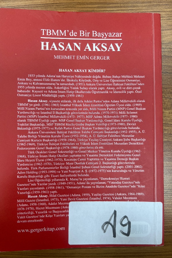 TBMM’de Bir Başyazar Hasan Aksay