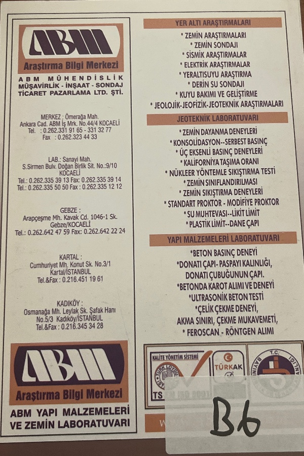 Jeoteknik etüt sondajları