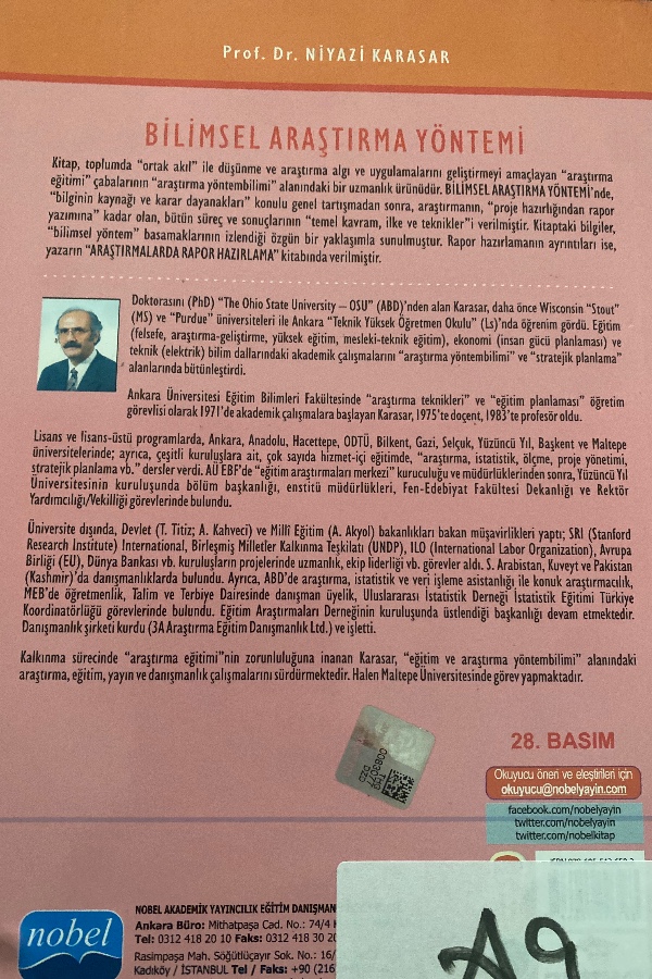 BİLİMSEL ARAŞTIRMA YÖNTEMİ