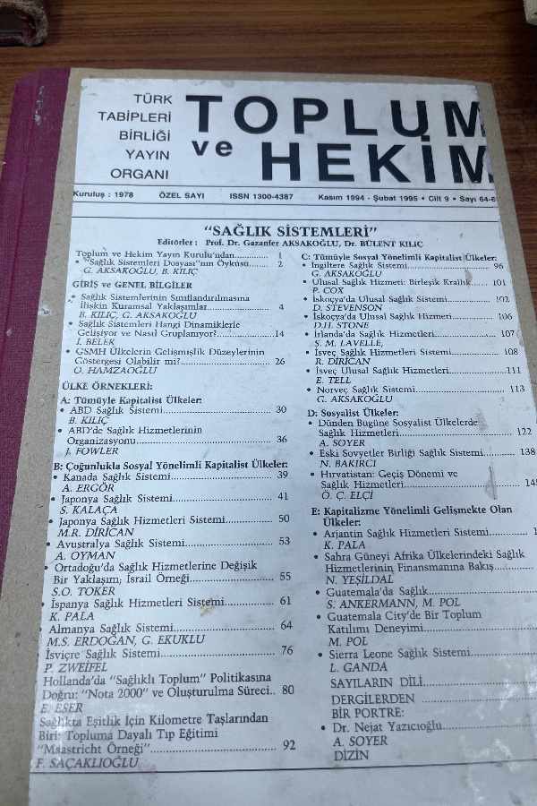 Türk tabipleri birliği yayın organı ve toplum hekim