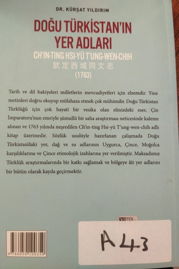 DOĞU TÜRKİSTAN 'IN YER ADLARI