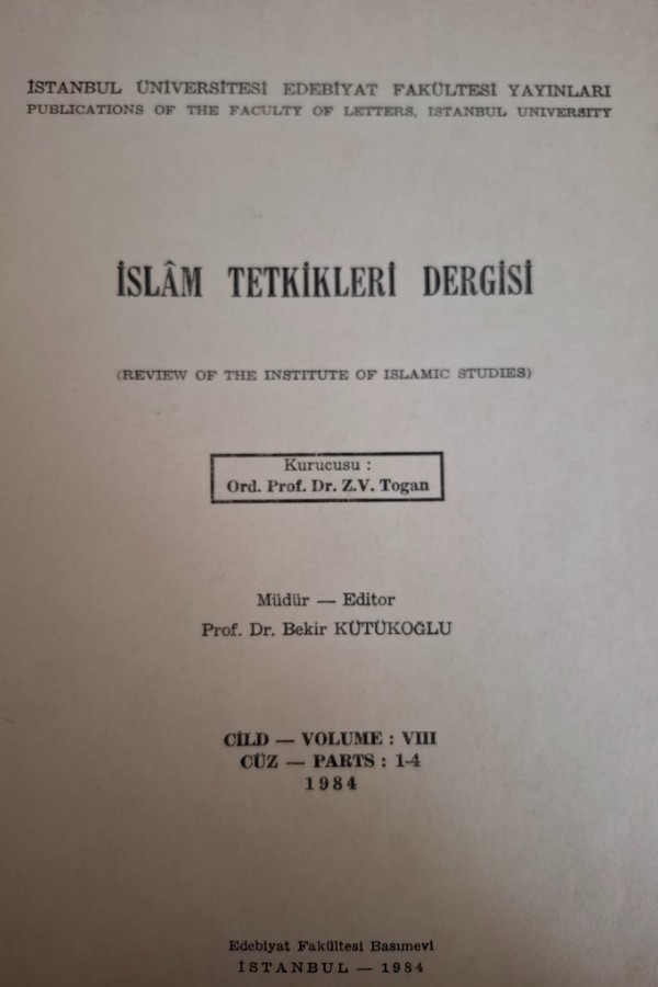 İslam tetkikleri Enstitüsü dergisi8 1-4