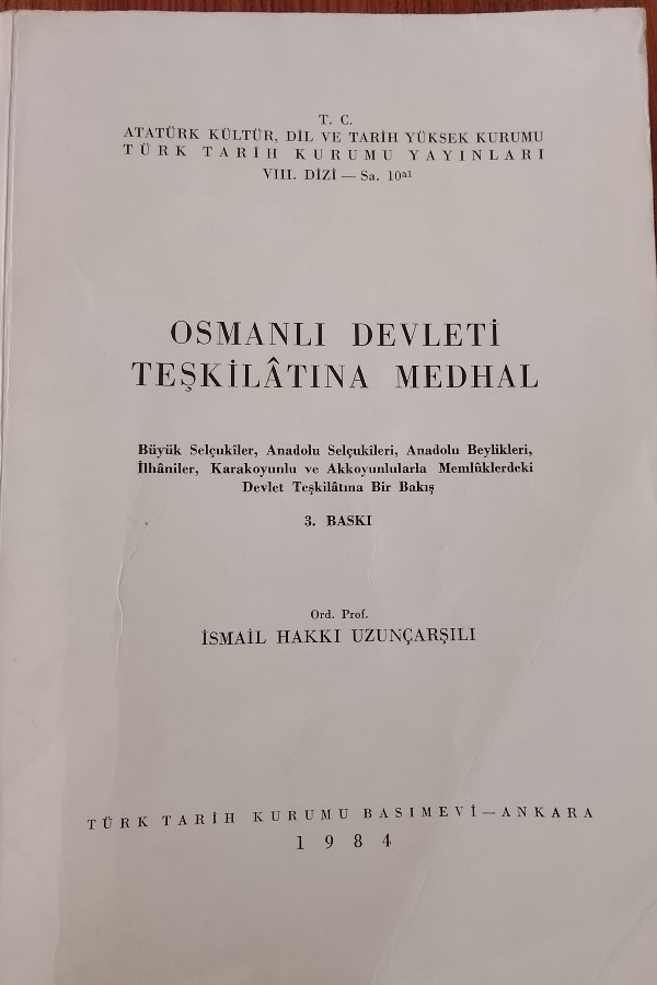 Osmanlı Devleti Teşkilatına Medhal
