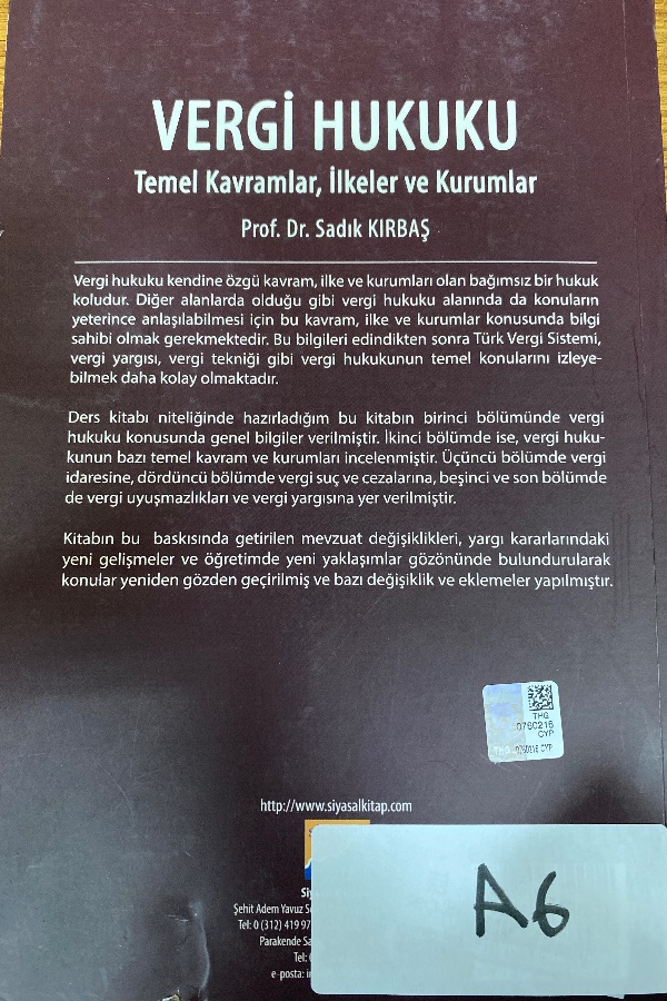 Vergi hukuku temel kavramlar, ilkeler ve kurumlar