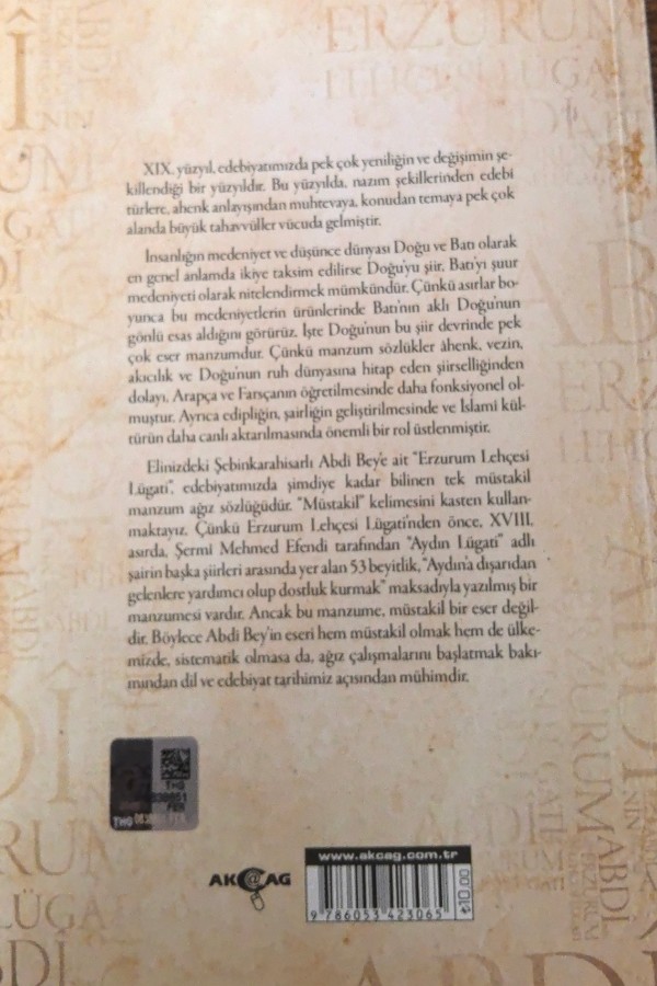 Şebinkarahisarlı Abdi'nın Erzurum Lehçesi Lügati