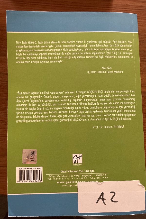 Aşık Şeref Taşlıovanın Ezgi Repertuvarı