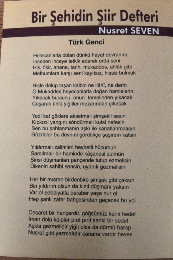 Bir şehidin şiir defteri